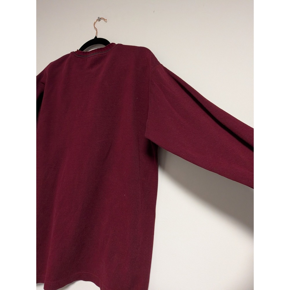 Van Heusen Mens Small Burgundy Ribbed Cotton Long Sleeve‎ Shirt Grey Stripe Crew - Picture 11 of 12